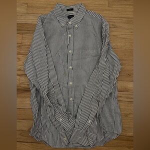 J. Crew Men's Navy/White Seersucker Shirt